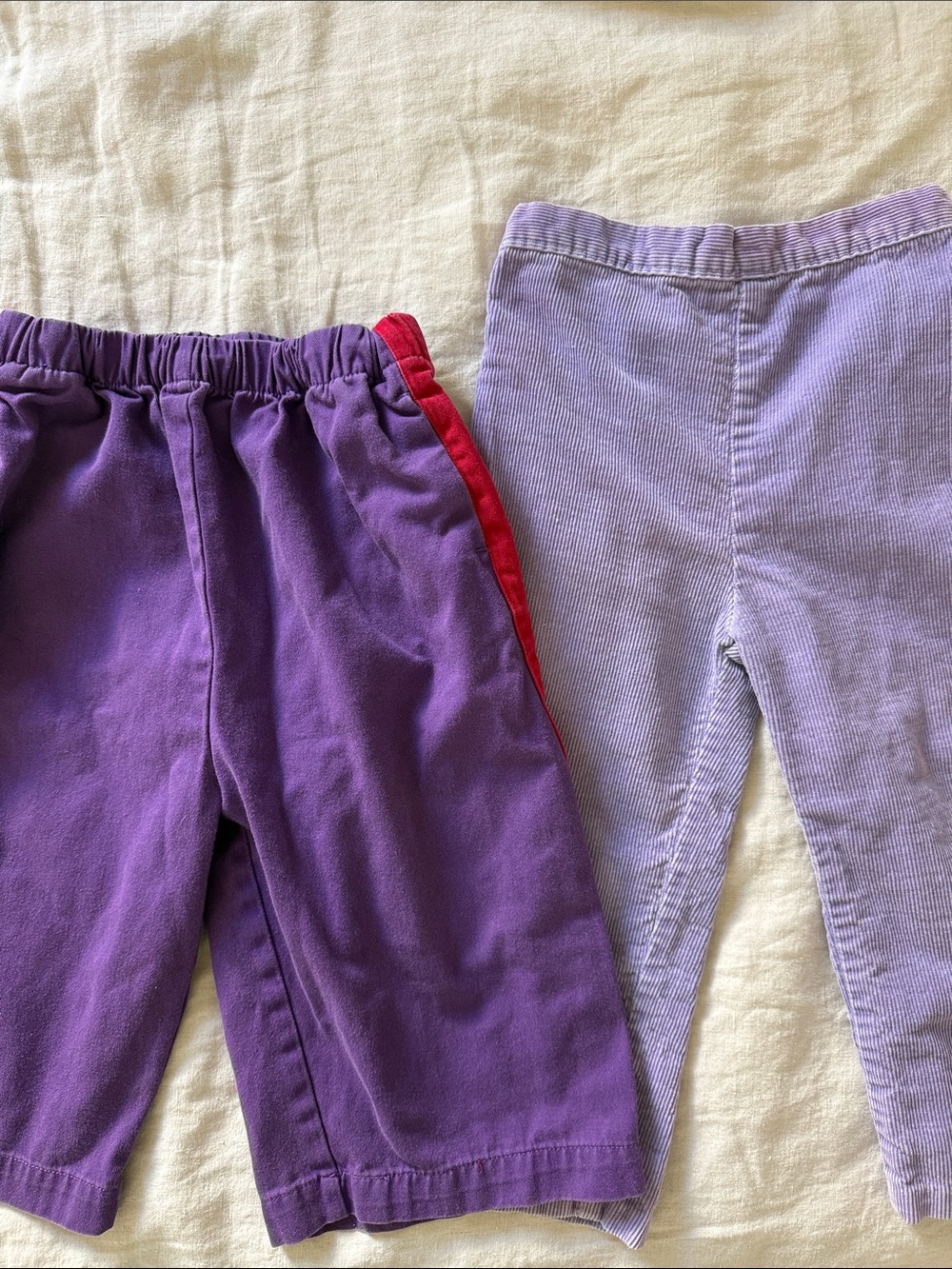 Kids Purple Pants Duo - Purple & Lilac Corduroy High Waist Boxy/Baggy Fit 3T
